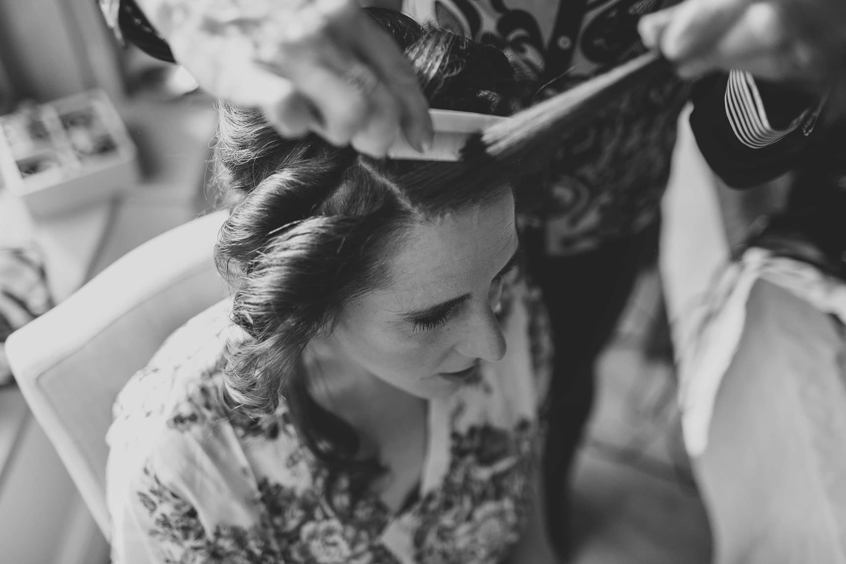 bride getting ready in the morning for her wedding in sussex