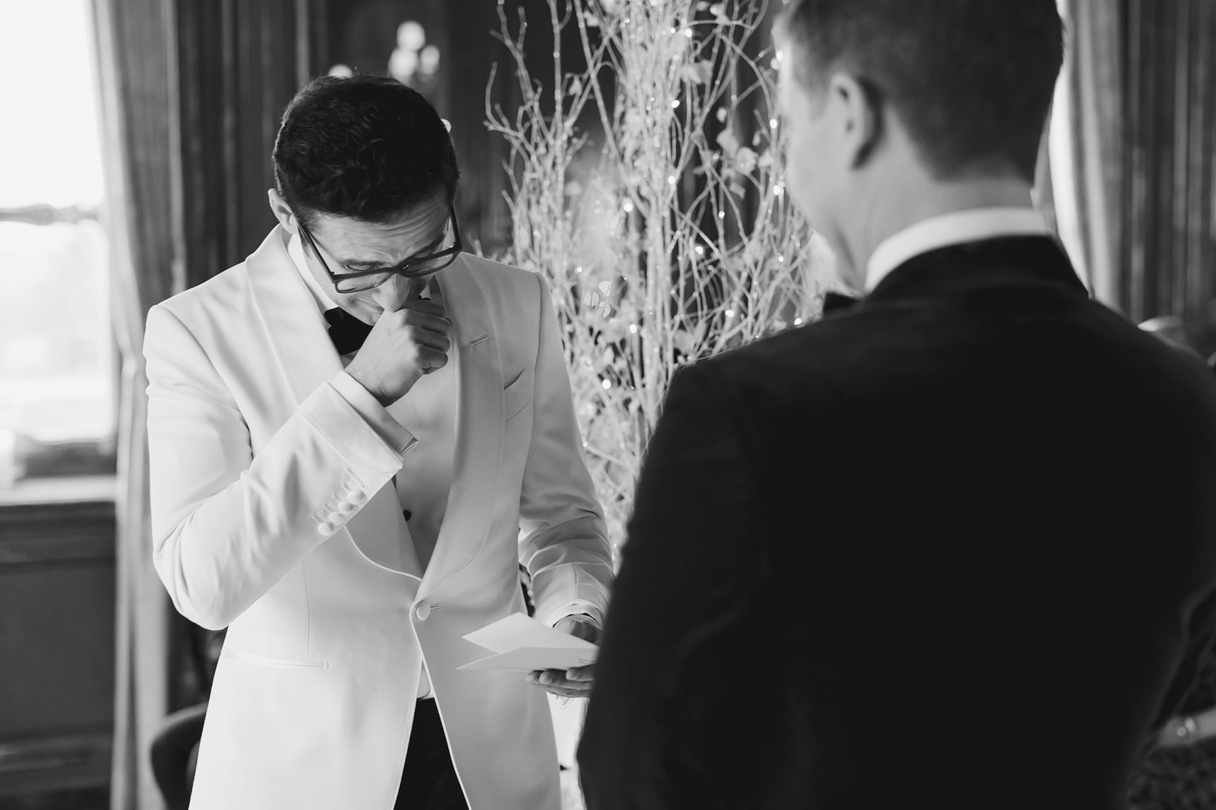 Groom getting choked up at his ceremony with emotion